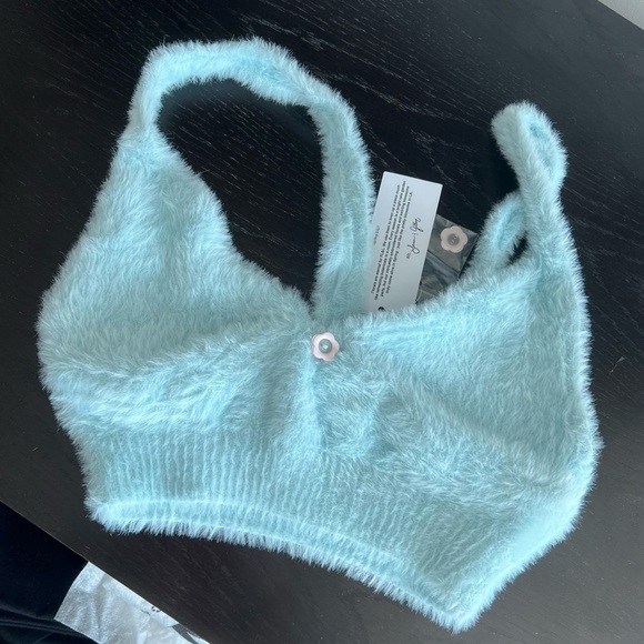 NWT For love and lemons Devon Luxe Plush Fuzzy Cropped Lounge Bra Crop top - Picture 3 of 16